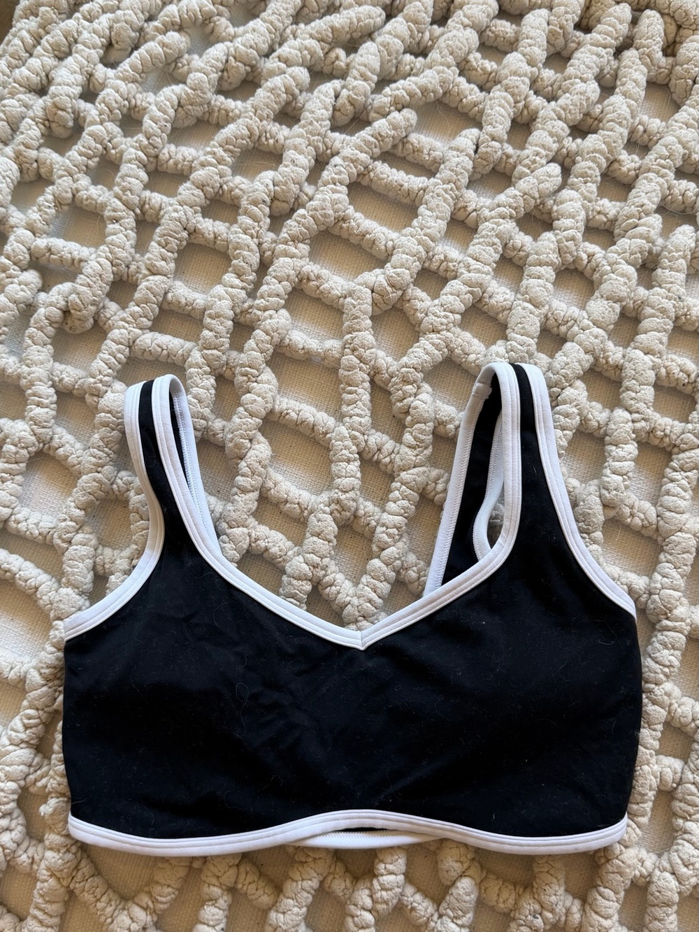 Black Bralette with White Trim - Supportive Everyday Sports Bra